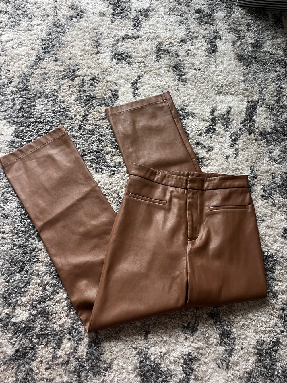 En Saison Brown Faux Leather Chinos